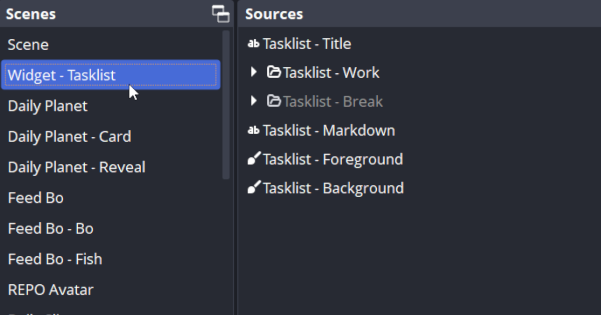 Scene and Sources import in OBS.
